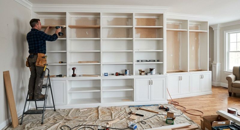 Custom Bookshelves Installation in Durham, NC